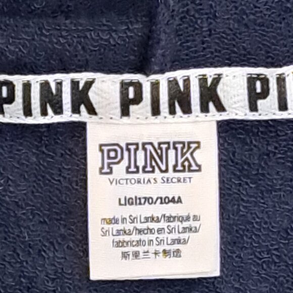 Pink Victoria's Secret Blue Green White ColorBlock Zip Hoodie Top Large - Picture 8 of 10